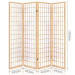 Artiss 4 Panel Room Divider Screen 174x179cm Natural RD-4019-4P-NT