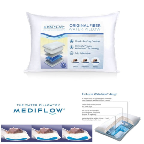 Mediflow Adjustable Waterbase Water Neck Pain Reduction Standard Pillow 51 x 71 cm V442-ABR-PILLOW-WATERBASEMEDIFLOW-WHITE-ST