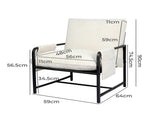 Levede Metal Framed Lounge Chair Corduroy in Beige CH1148-BG