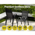 Gardeon 6PC Outdoor Dining Chairs Stackable Lounge Chair Patio Furniture Black FF-STA-CHAIR-BK-X6