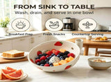 Berry Bowls With Holes Ceramic,berry Washing Bowl Auto-Spin Swirl Drainage Berries, Grapes, Vanilla, V1107-122-07702-BEG