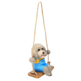 Swing Animal Hanging Teddy Dog Cartoon Garden Decoration Pendant Style Resin Statue CraftsGray V1294-YM0901-3111210157612
