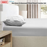 Ramesses 2000TC Bamboo Embossed Fitted Sheet Combo Set Silver Single V442-KIT-FITTEDSS-2000TCBAMBOO-SILVER-SB