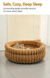 Faux Rabbit Fur Round Pet Bed With Removable Liner, Warm Plush All Season Dog Cat Nest, Pink, Size V1221-XM-LB2819-GM115