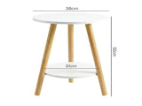 Levede Round Coffee Table 2-Layer Living Room End Tables Bedroom Side Tables NI1090-WH-AU