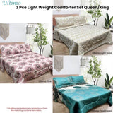 Hotel Living 3 Pce Light Weight Comforter Set Queen/King Ultimo Light Gold V442-ATX-COMFORTER-ULTIMOU2-LIGHTGOLD-QS