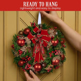 Christabelle Stunning 56cm Christmas Wreath Lush Red Baubles Berries Pine Cones and Bow Front D 112_GUE508