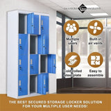 12-Door Locker for Office Gym Shed School Home Storage - Standard Lock with Keys V63-838971