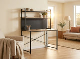 CARLA HOME Computer Desk with Hutch Shelves and Pegboard - Brown - Rustic - Steel V178-36436