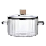 Glass Cooking Pot with Lid, 1.5L Heat Resistant Borosilicate Glass Stovetop Pot, Double V1366-AZ2-W-20836