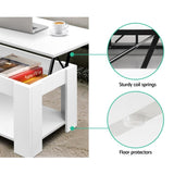 Artiss Coffee Table Lift-top Coffee Table White FURNI-G-COF-LIFT-WH