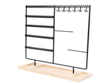 Jewelry Organizer Stand Metal Earring Holder Bracelet Necklace Display Rack with Wooden Base for V1294-YM0901-3117250138611