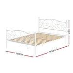 Artiss Bed Frame Double Size Metal Frame GROA MBED-C-GROA-D-WH-AB