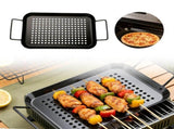 Rectangular Nonstick Grill Topper Tray With Dual Side Handles Drain Holes Outdoor BBQ Cooking Pan V1369-AZ3-W-14939