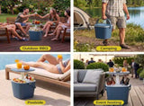 Gardeon 2-in-1 Outdoor Bar Table Portable Ice Bucket Cooler 15L Tong Blue ODF-COOLER-Q-BU