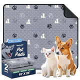 2 Pack Washable Pee Pads for Dogs, Waterproof, Gray Super Absorbent, Waterproof and Non-Slip V1107-136-03776-GRY2