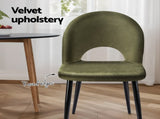 Artiss Dining Chairs Set of 4 Velvet Hollow Green MO-DIN-C-01-VEL-GNX4