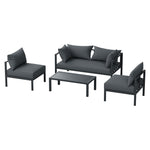 Gardeon 4 Seater Outdoor Sofa Set Aluminium Patio Furniture Setting 4PC Charcoal ALU-SOFA-AL-4PCS-CC