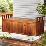 Gardeon Outdoor Storage Bench Box 129cm Wooden Garden Toy Chest Sheds Patio Furniture XL Natural ODF-OSB-XL-NTL