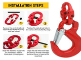 2SET 3.15T Sling Hook Heavy Duty Hammerlock/Slip Hook Kit With Swivel Winch & Safety Latch V1181-SH-315T-R