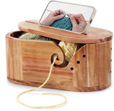 9 Piece Bamboo Crochet Hook Set with Wooden Yarn Bowl and Phone Holder V1237-ZY-818-207
