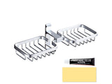 Soap Holder Easy-Installation Hollow Design Square-Shaped Punch-free Soap Drain Box for Home-Silver V1263-JX-2672