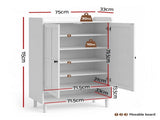 Artiss Shoe Rack Cabinet Storage Cupboard 3 Adjustable Shelves White FUR-S-SHOE-75-WH-AB
