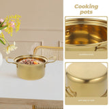 Small Stainless Steel Saucepan Pot for Cooking Soup and Sauces, Golden Finish, Kitchen Cookware for V1370-AZ4-16044