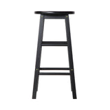 Artiss 2x Bar Stools Round Chairs Wooden Black BA-G-7033-BKX2