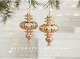 Set of 10 Christmas Ornaments -Gold & Rose Gold Holiday Tree Decorations V888-ELOSUNG10496