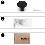 20 Pack Black Cabinet Knobs Round Dresser Knobs Matte Black Solid Kitchen Cabinet Knobs Aluminum V1259-DP01-A-2348