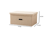 SOGA 2X Beige Medium Foldable Canvas Storage Box Cube Clothes Basket Organiser Home Decorative Box SBOX006X2