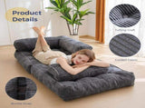 Foldable Corduroy Sofa Bed with Tufted Buttons and Side Buckle Straps, Convertible Lounger for V1341-ZY-WB52SDVY-GREEN