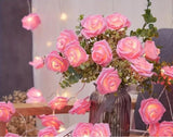 50 Pink Rose 3D Fairy Lights 5M LONG String, Battery Indoor & Outdoor Decorations Wedding V382-PINKROSEBATT50