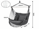 Gardeon Hammock Chair Camping Macrame Hanging Swing Cushions Metal Bar Grey HM-CHAIR-PLOW-MEL-GY