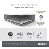Bestway 2.03m x 1.52m x 46cm Tritech Air Mattress Queen Built-in AC pump V958-67403