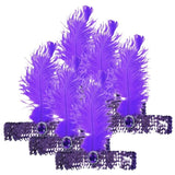 6x 1920s FLAPPER HEADBAND Headpiece Feather Sequin Charleston Costume Party BULK - Purple V563-BR-6FLAPPERHDBND-PUR