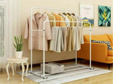Heavy Duty Double Clothes Rail Rack Garment Hanging Display Stand 4 Wheel Armoir V767-ZJJ215-WT-G3