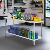 24 x 72 x 36 Inch Stainless Steel Work Table, Commercial Food Prep Worktable Heavy Duty Prep V952-CFBXGGZTLCWJWN757V0