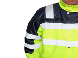 3-in-1 Hi Vis Quilted Safety Bomber Jacket Waterproof Reflective Workwear - Yellow/Navy - M V563-WB-HIVISJKT-YLW-M