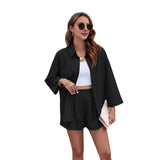 Long Sleeve Shirt and Shorts Sets Green XL V1369-AZ3-W-12949