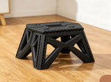 Compact Foldable Plastic Low Stool 28x32x23cm Black,Handheld Portable Seat for Fishing Camping V1221-XM-LB5257-ZS168