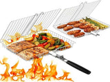 1 Pack BBQ Grill Basket, Stainless Steel Grill Basket with Removable Handle for Fish Vegetables and V1237-ZY-924-279