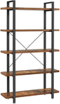 Bookshelf 5-Tier Industrial Stable Bookcase Rustic Brown and Black V178-11291