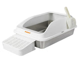 Pawz Stainless Steel Cat Litter Box Big Cats Kitten High Sided Easy Clean White PT1393-WH-AU