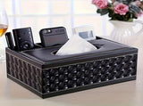 White gold Multi-Function Leather Tissue Box, Wooden Frame with Compartment Storage, Anti-Slip and V1232-PGZJH002