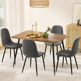 1 Artiss Dining Table and 4 Chairs Set Grey Metal DSET-T02WD-VEL01-GYX4