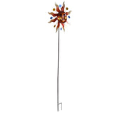 Sun Windmill Iron Weather Resistant Decorative Flower Wind Spinner with Ground Stake for Patio Yard V1294-YM0523-3115220010211