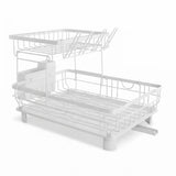 CARLA HOME 2 tier Dish Drying Rack with Drainboard & Utensil Holder for Kitchen V178-36539