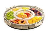 Divided Serving Tray, with Lid and Handle, Stackable Box Container for Fruits Candy Organizer, for V1369-AZ3-W-09777